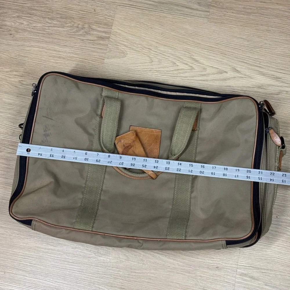 Christian Dior Vintage Canvas Leather Briefcase Olive Green Tan Laptop Bag 22in